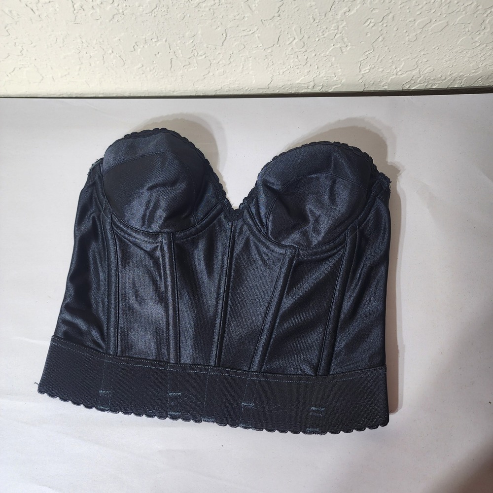 Vintage Carnival 203 Strapless Longline Bustier Bra Black ILGWU Union Made 34B